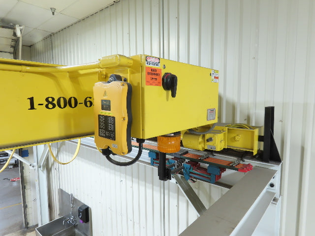 Brehob 3 Ton Top Running 4-Post Bridge Crane 2 Hoists 16' 10" Span 18' Run 12'H