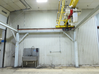 Brehob 3 Ton Top Running 4-Post Bridge Crane 2 Hoists 16' 10" Span 18' Run 12'H