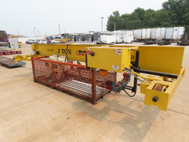 Brehob 3 Ton Top Running 4-Post Bridge Crane 2 Hoists 16' 10" Span 18' Run 12'H