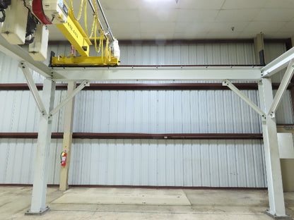 Brehob 3 Ton Top Running 4-Post Bridge Crane 2 Hoists 16' 10" Span 18' Run 12'H