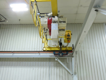 Brehob 3 Ton Top Running 4-Post Bridge Crane 2 Hoists 16' 10" Span 18' Run 12'H