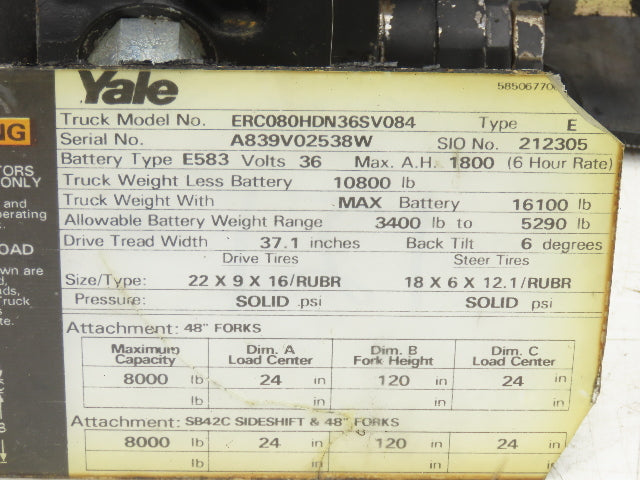 Yale Hydraulic 3-Spool 3 Lever Forklift Mast Control Valve Assembly Off ERC080