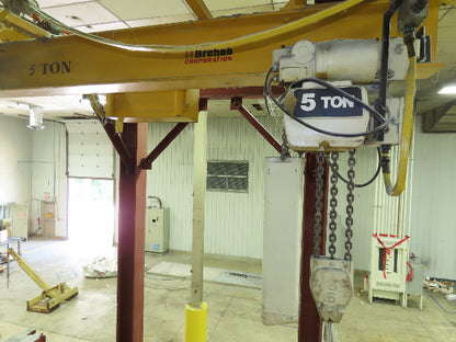 Brehob 5 Ton Free Standing Bridge Crane 8' Span 16' 10" Runway 16' 10"HUB