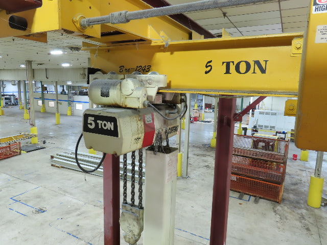 Brehob 5 Ton Free Standing Bridge Crane 8' Span 16' 10" Runway 16' 10"HUB