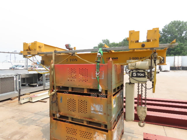 Brehob 5 Ton Free Standing Bridge Crane 8' Span 16' 10" Runway 16' 10"HUB