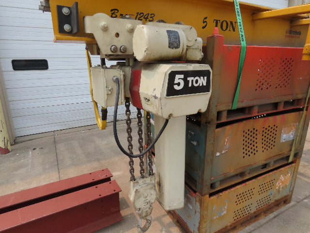 Brehob 5 Ton Free Standing Bridge Crane 8' Span 16' 10" Runway 16' 10"HUB