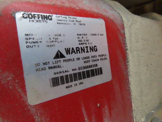 Brehob 5 Ton Free Standing Bridge Crane 8' Span 16' 10" Runway 16' 10"HUB