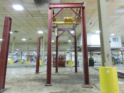 Brehob 5 Ton Free Standing Bridge Crane 8' Span 16' 10" Runway 16' 10"HUB