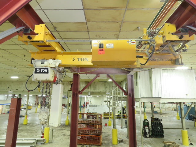 Brehob 5 Ton Free Standing Bridge Crane 8' Span 16' 10" Runway 16' 10"HUB