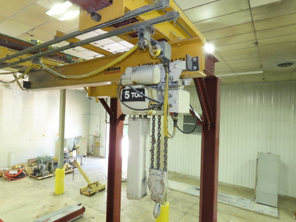 Brehob 5 Ton Free Standing Bridge Crane 8' Span 16' 10" Runway 16' 10"HUB