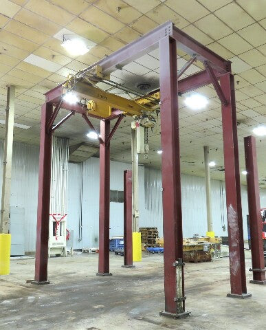Brehob 5 Ton Free Standing Bridge Crane 8' Span 16' 10" Runway 16' 10"HUB
