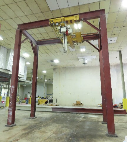 Brehob 5 Ton Free Standing Bridge Crane 8' Span 16' 10" Runway 16' 10"HUB