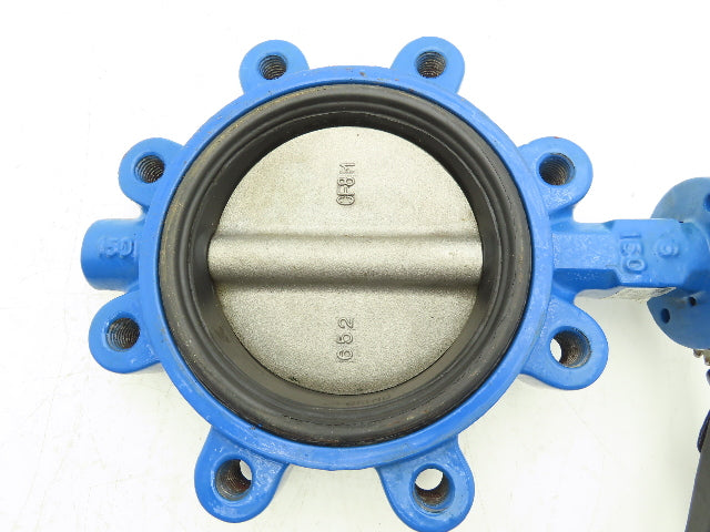 FNW 732V 6" Butterfly Valve 8 Lug Viton Rubber Seal CF8M W/Locking Lever Handle