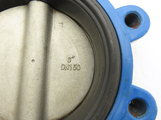 FNW 732V 6" Butterfly Valve 8 Lug Viton Rubber Seal CF8M W/Locking Lever Handle