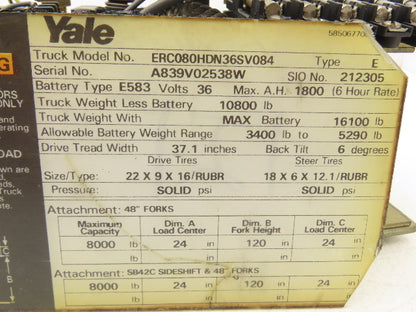 Yale 1459176 Electric Forklift Motor Contactor Control Assembly Off ERC080