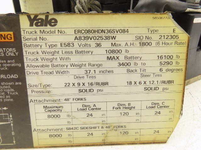 Yale ERC080 Electric Forklift Speed Controller Assembly EV-100 SCR