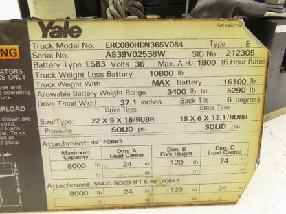 Yale ERC080 Electric Forklift Speed Controller Assembly EV-100 SCR
