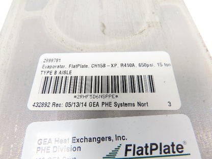 GEA CH15B-XP-(1-1/2"MPT)NS Evaporator Flatplate Heat Exchanger 1-1/2" NPT 650PSI