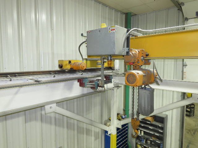 Harrington 3 Ton Top Running 4-Post Bridge Crane 16' Span 27' 4" Runway 12' 9"H