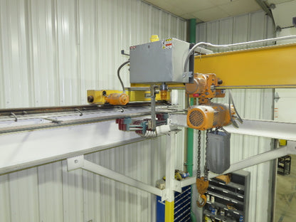 Harrington 3 Ton Top Running 4-Post Bridge Crane 16' Span 27' 4" Runway 12' 9"H
