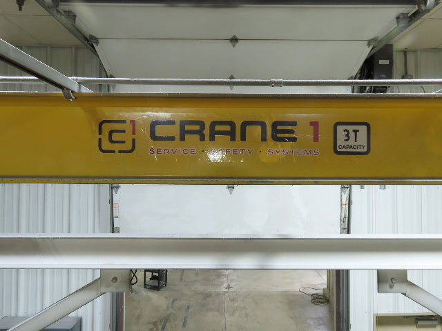 Harrington 3 Ton Top Running 4-Post Bridge Crane 16' Span 27' 4" Runway 12' 9"H