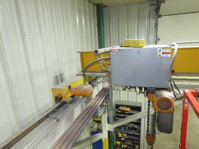 Harrington 3 Ton Top Running 4-Post Bridge Crane 16' Span 27' 4" Runway 12' 9"H