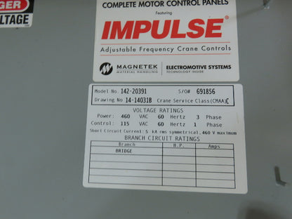 Harrington 3 Ton Top Running 4-Post Bridge Crane 16' Span 27' 4" Runway 12' 9"H