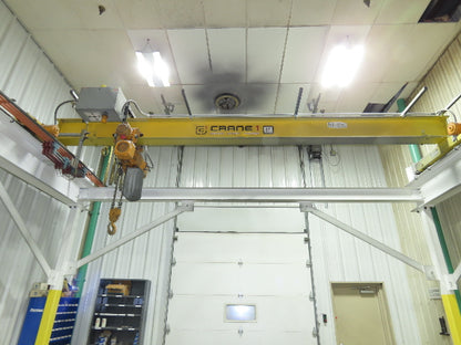 Harrington 3 Ton Top Running 4-Post Bridge Crane 16' Span 27' 4" Runway 12' 9"H