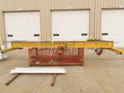 Harrington 3 Ton Top Running 4-Post Bridge Crane 16' Span 27' 4" Runway 12' 9"H