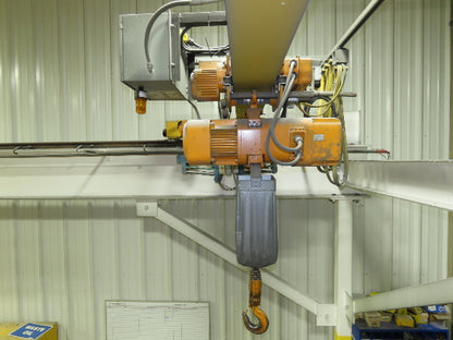 Harrington 3 Ton Top Running 4-Post Bridge Crane 16' Span 27' 4" Runway 12' 9"H