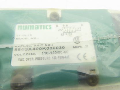 Numatics 554SA400K000030 Pneumatic Air Valve 5 port 4 Way Single 110V Coil