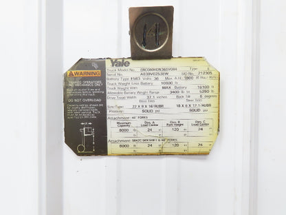 Yale 8528908 Forklift Mast 3 Stage 3 Lever 120" Lift 8000lb Class 2 Off ERC080HD