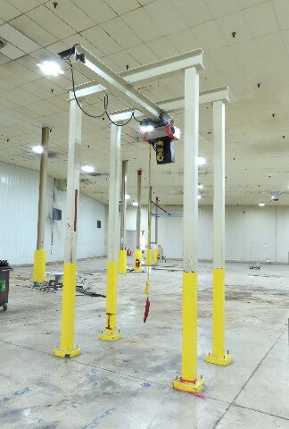 Kone Cranes 2 Ton Free Standing Bridge Crane 4'-7' Span 12' 9"HUB 2-Speed Hoist