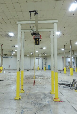 Kone Cranes 2 Ton Free Standing Bridge Crane 4'-7' Span 12' 9"HUB 2-Speed Hoist