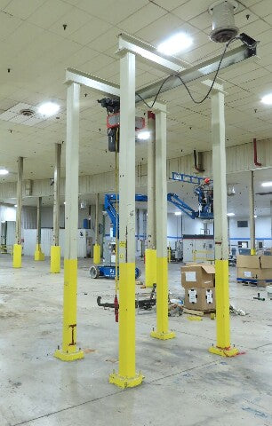 Kone Cranes 2 Ton Free Standing Bridge Crane 4'-7' Span 12' 9"HUB 2-Speed Hoist