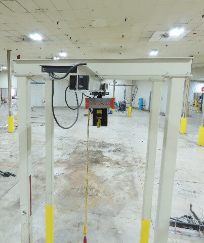 Kone Cranes 2 Ton Free Standing Bridge Crane 4'-7' Span 12' 9"HUB 2-Speed Hoist