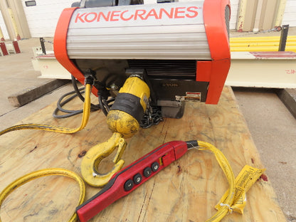 Kone Cranes 2 Ton Free Standing Bridge Crane 4'-7' Span 12' 9"HUB 2-Speed Hoist