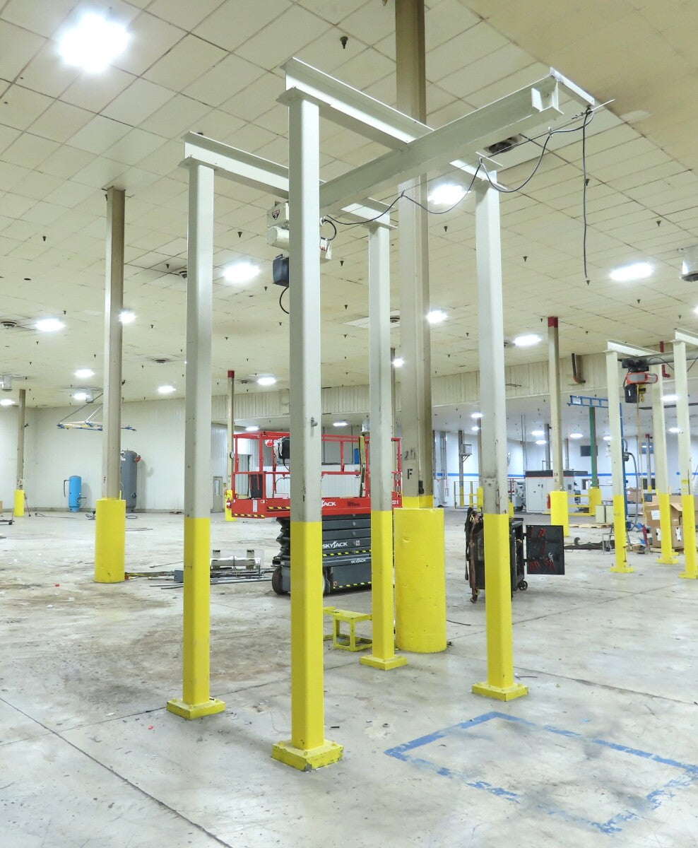 2 Ton Free Standing Fixed Bridge Crane 4'-7' Span 12' 9"HUB Coffing Hoist