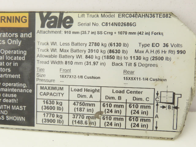 Yale Forklift Throttle Accelerator Pedal Bracket/Potentiometer ERC040AHN36TE082