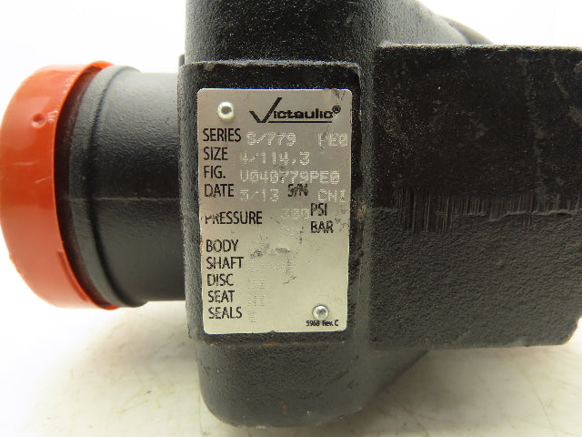 Victaulic S/779 V040779PE0 Venturi Check Valve 4" 300 PSI W Flow Measuring Kit