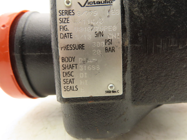 Victaulic S/779 V040779PE0 Venturi Check Valve 4" 300 PSI W Flow Measuring Kit