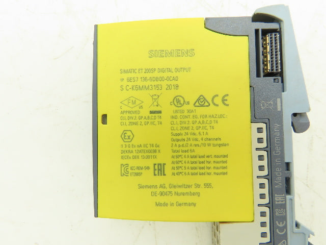 Siemens 6ES7 136-6DB00-0CA0 SIMATIC ET200SP Digital Output F-DQ 4X24 V DC/2A