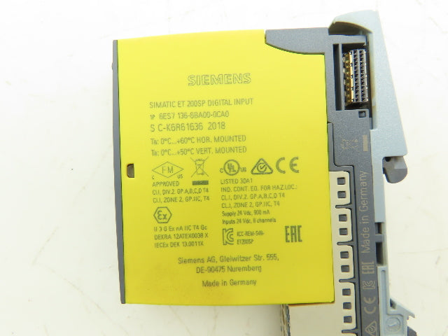 Siemens 6ES7 136-6BA00-0CA0 SIMATIC ET200SP Digital Input F-DI 8x HF