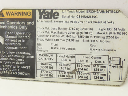 Yale Forklift Steering Column Shroud Cover Removed From ERC040AHN36TE082