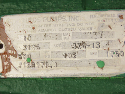 Goulds 3196 Centrifugal Pump 3x4-13 10"Impeller 30Hp 3PH 500 GPM 105Ft/Hd