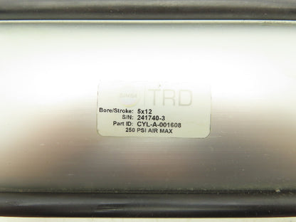 TRD Pneumatic Air Cylinder 5" Bore 12" Stroke 250 PSI Double Acting