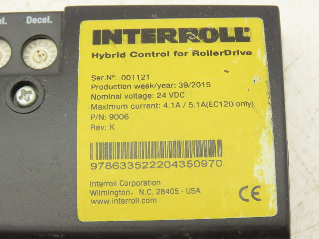 Interroll 9006 MDR Roller Drive Conveyor Speed Control Card Module 24VDC Rev K