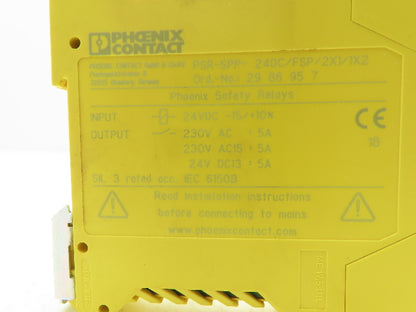 Phoenix Contact PSR-SPP-24DC/FSP/2X1/1X2 Safety Coupling Relay 24VDC/230VAC-READ