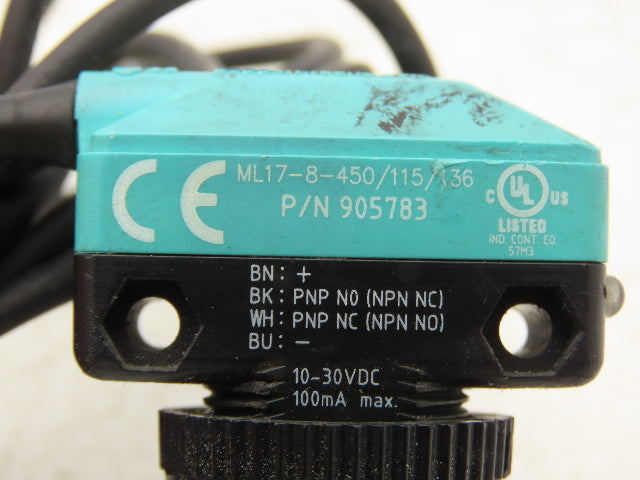 Pepperl+Fuchs ML17-8-450/115/136 Photoelectric Sensor Diffuse Mode 905783