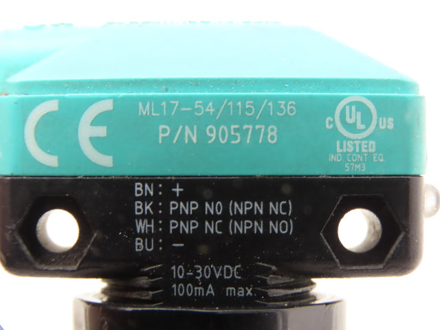Pepperl+Fuchs ML17-54/115/136 Photoelectric Sensor Retroreflective 905778
